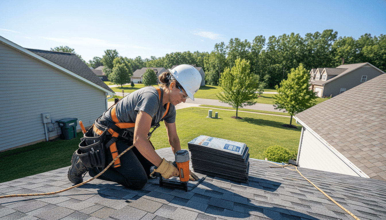 Professional roofer working on residential roof repair in Christchurch